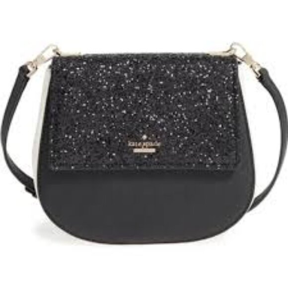👜 Kate Spade Cameron Street Byrdie Black Glitter Crossbody Bag - Picture 1 of 9